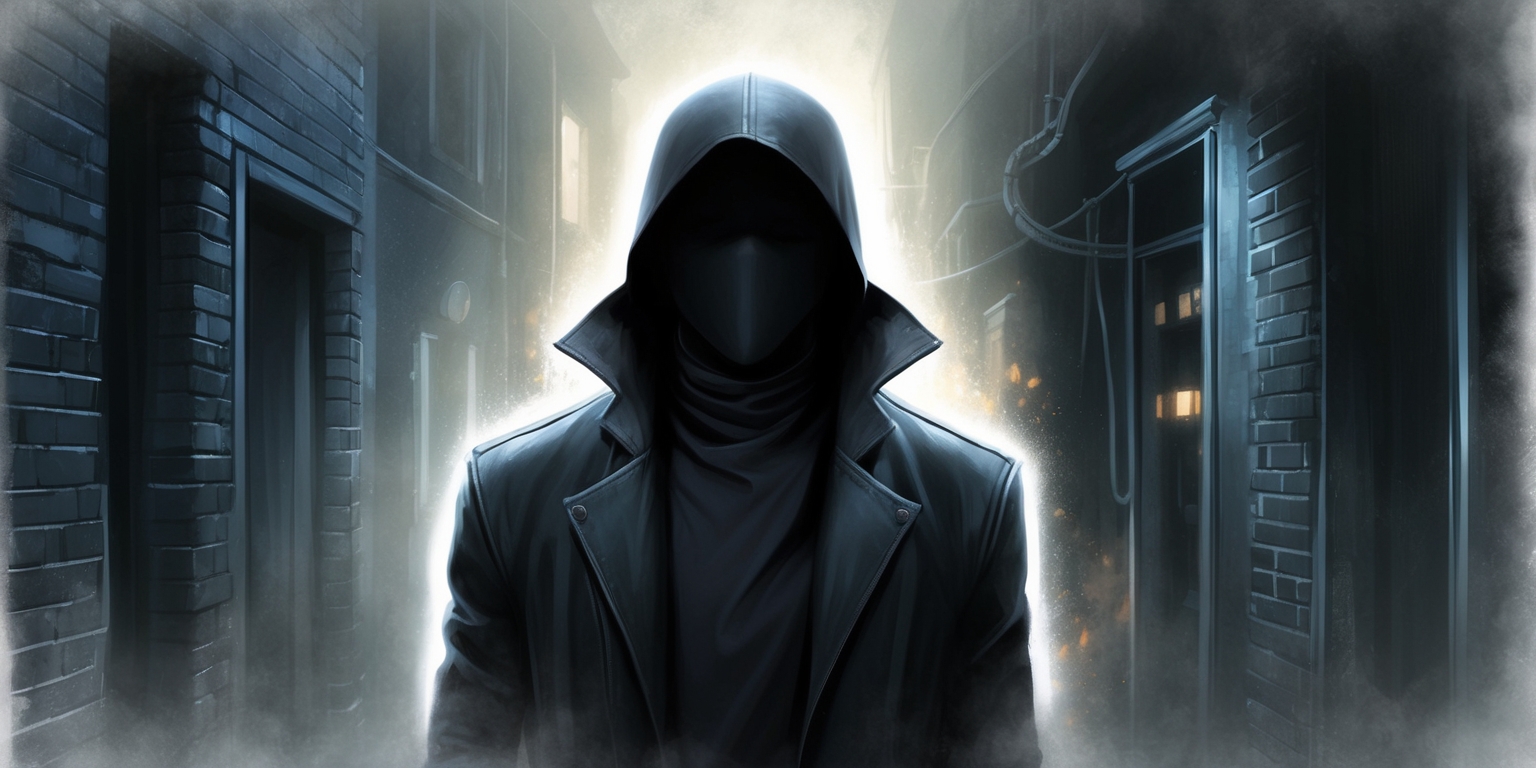A dark, gritty, and atmospheric illustration depicting a stealthy character, cloaked in shadows, amidst a mysterious and intriguing urban setting, with dimly lit alleyways, worn brick walls, and a subtle, misty ambiance, evoking a sense of tension and suspense, reminiscent of a cinematic, noir-inspired aesthetic, in a muted color palette with shades of deep blues, grays, and blacks, with flickers of warm, golden light, hinting at the character's subtle, high-tech gadgetry, with the character's face obscured, wearing a high-collared, black, leather jacket, and a pair of keen, piercing eyes, with an air of quiet confidence and calculated precision, set against a faint, blurred background, with subtle, gradient textures, and a sense of depth, inviting the viewer to step into the world of Shadow Intrigue, a stealth game where strategy and cunning reign supreme.