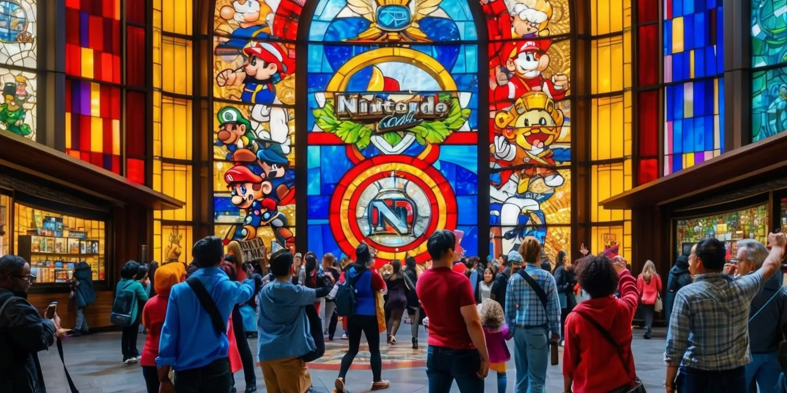 Nintendo Transforms Iconic Game Art into a Cinematic Stained Glass Tribute at Columbus Circle